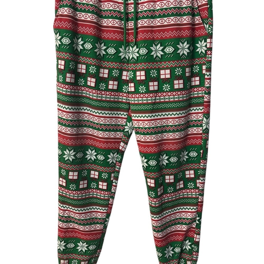 Festive Red and Green Holiday Fleece Pajama Pants